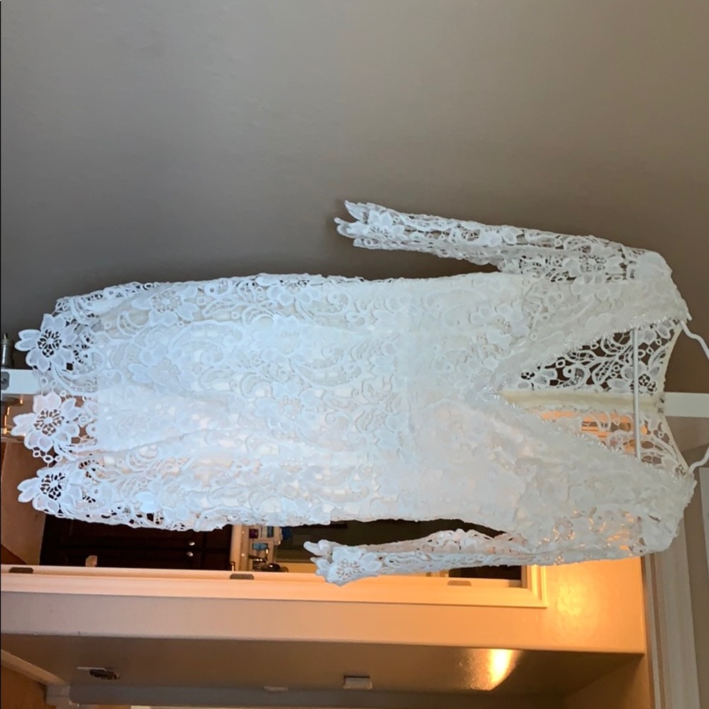 Ivory Crochet V-Neck Dress